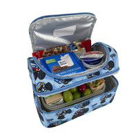 Load image into Gallery viewer, sachi double decker lunchbag monster trucks