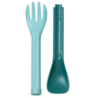 Load image into Gallery viewer, bbox lunchbox cutlery horizon blue and green
