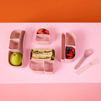 Load image into Gallery viewer, bbox lunchbox cutlery twilight pink and green
