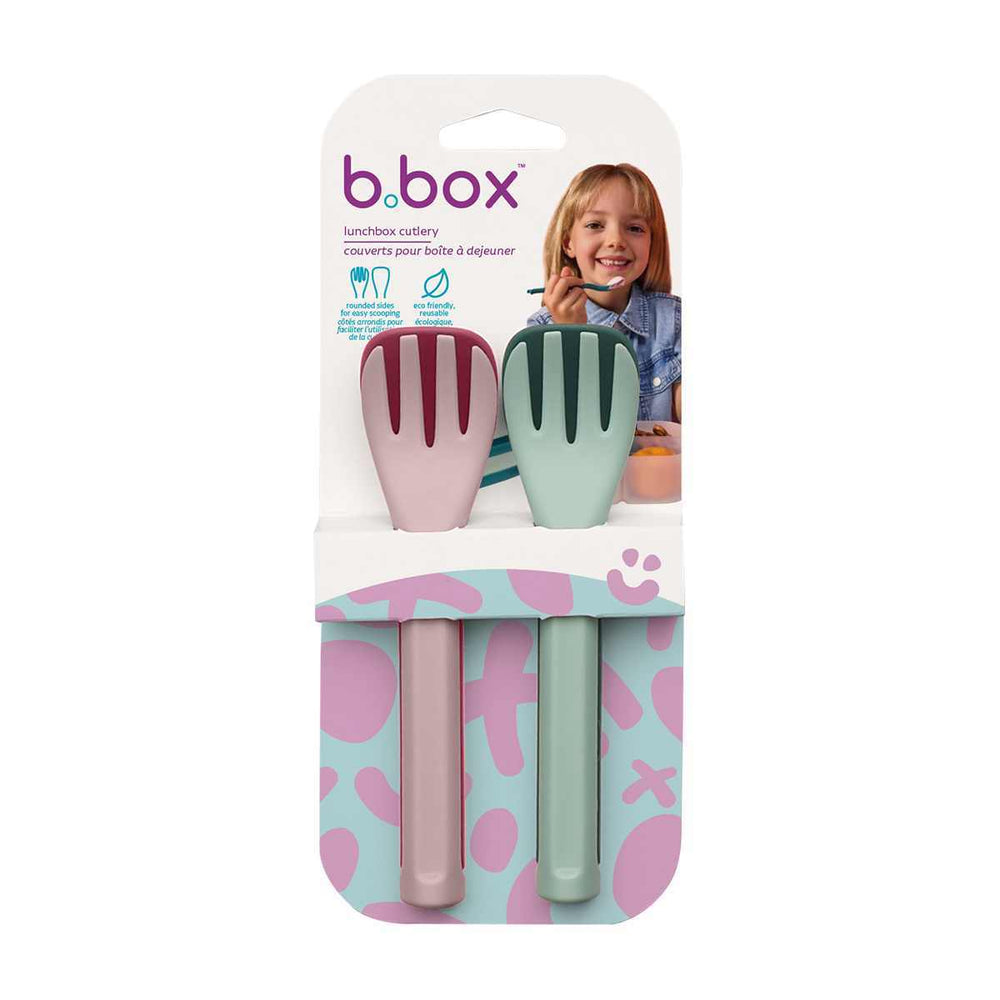 bbox lunchbox cutlery twilight pink and green