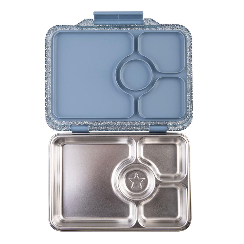 Yumbox PRET Stainless Steel Bento Box 4 Compartment - Paris Blue Glitter 