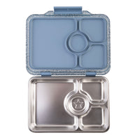 Load image into Gallery viewer, Yumbox PRET Stainless Steel Bento Box 4 Compartment - Paris Blue Glitter 
