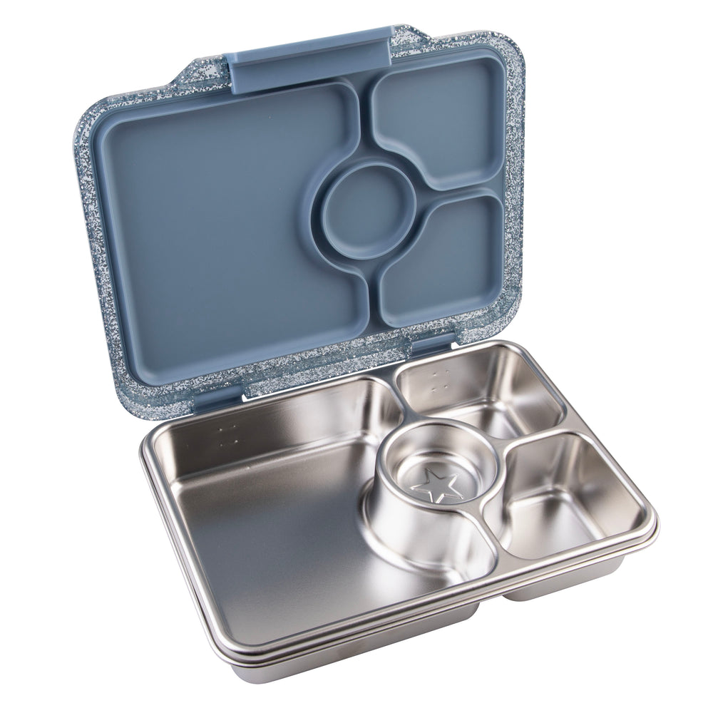 Yumbox PRET Stainless Steel Bento Box 4 Compartment - Paris Blue Glitter 