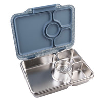 Load image into Gallery viewer, Yumbox PRET Stainless Steel Bento Box 4 Compartment - Paris Blue Glitter 
