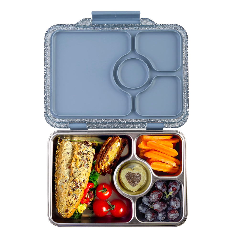 Yumbox PRET Stainless Steel Bento Box 4 Compartment - Paris Blue Glitter 
