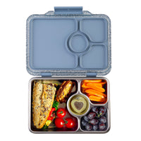 Load image into Gallery viewer, Yumbox PRET Stainless Steel Bento Box 4 Compartment - Paris Blue Glitter 

