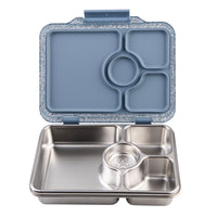Load image into Gallery viewer, Yumbox PRET Stainless Steel Bento Box 4 Compartment - Paris Blue Glitter 
