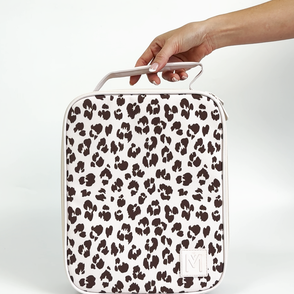 MontiiCo Large Insulated Lunch bag - Cream Leopard