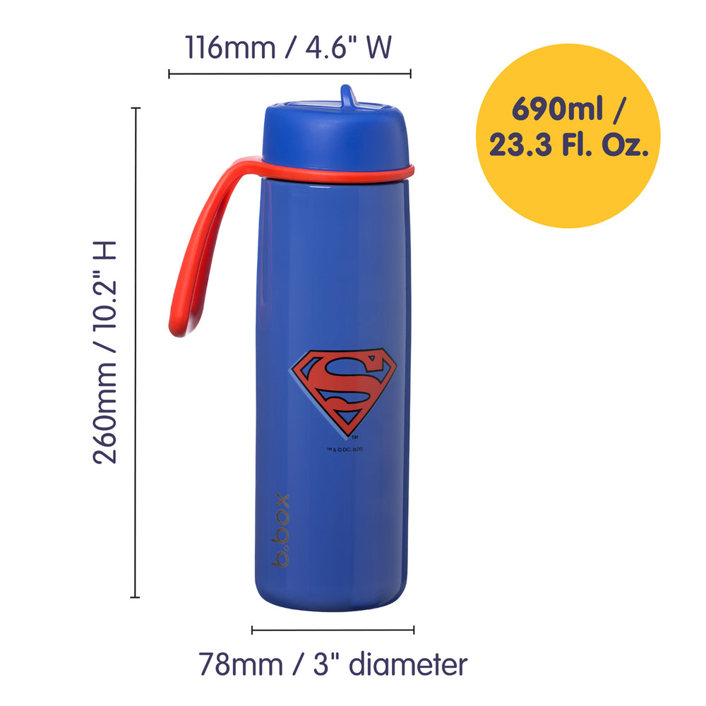 B Box Insulated Flip Top 690mL Drink Bottle - Superman