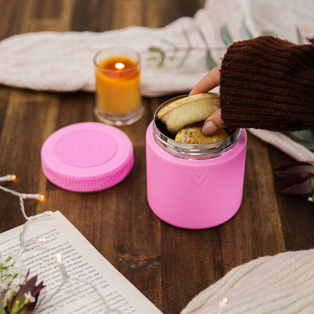 montiico insulated food jar floss pink