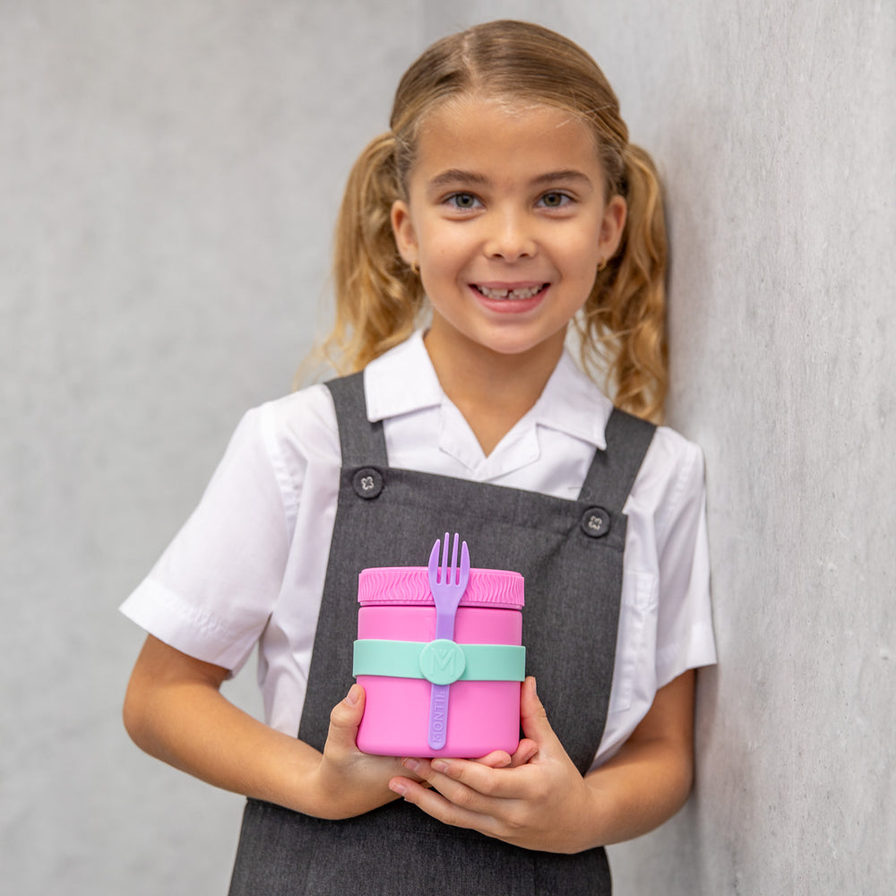 montiico insulated food jar floss pink