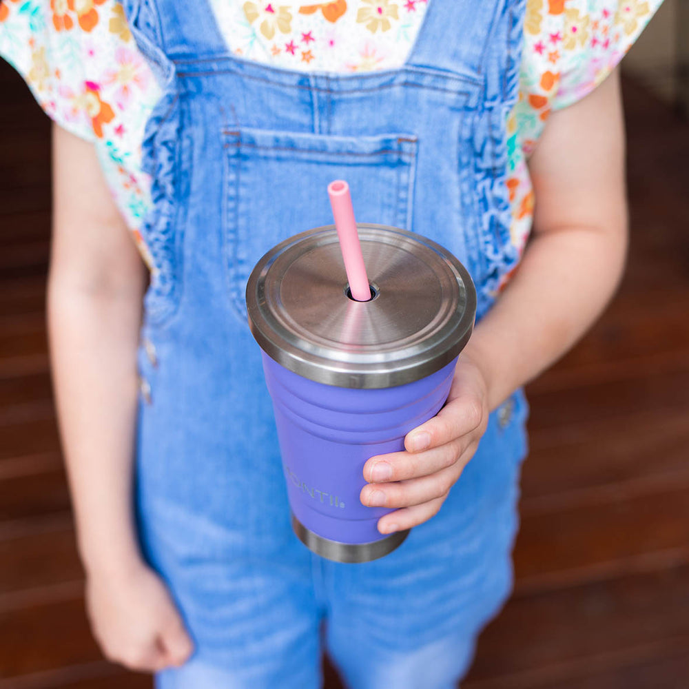 Mini Silicone Smoothie Cup with Lid and Straw