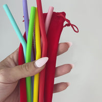 Load and play video in Gallery viewer, MontiiCo Silicone Straw Set - Fruity Pop
