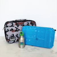 Load image into Gallery viewer, go green large set blue lunchbox extreme sports
