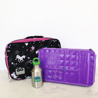 Load image into Gallery viewer, GO GREEN  Original Lunch Box Set LARGE purple Magical Sky Unicorn
