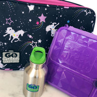 Load image into Gallery viewer, GO GREEN  Original Lunch Box Set LARGE purple Magical Sky Unicorn
