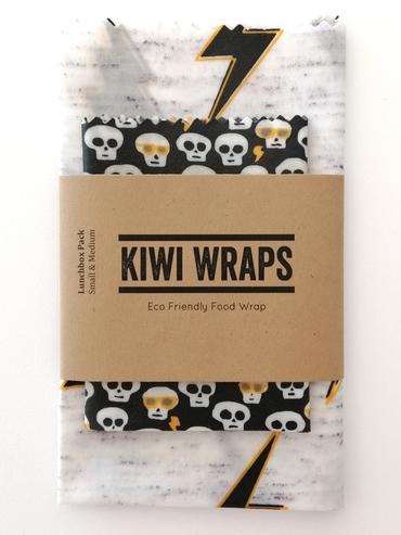 Kiwi Wrap - Lightning Bolt and Skulls - Lunch Pack small + medium wraps