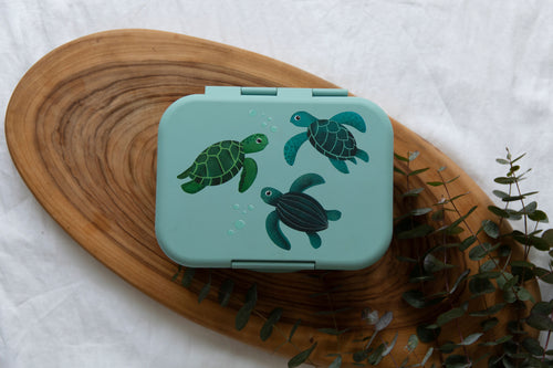 woodland wares teal turtles bento lunchbox